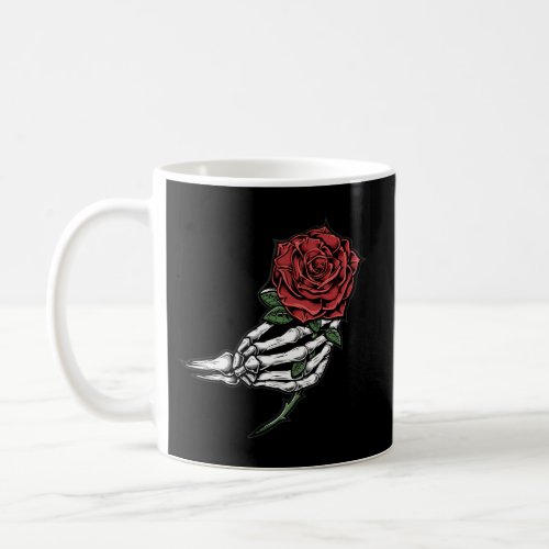 Skeleton Hand Holding Rose Rose Coffee Mug