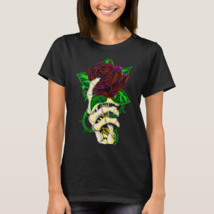 Skeleton Hand Holding Rose  Tattoo T-Shirt