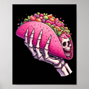 Skeleton Hand Holding Taco For Cinco De Mayo & Poster