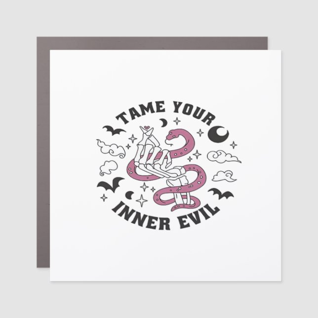 Skeleton Hand Making Heart Minimal Design Car Magnet (Front)