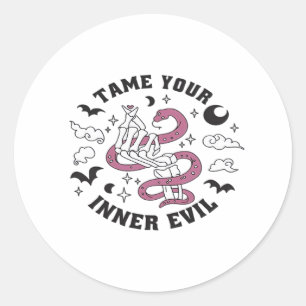 Skeleton Hand Making Heart Minimal Design Classic Round Sticker