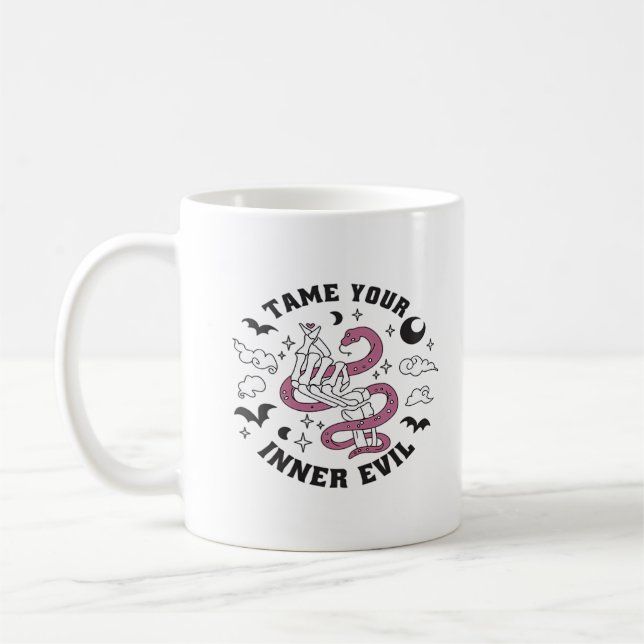 Skeleton Hand Making Heart Minimal Design Coffee Mug (Left)