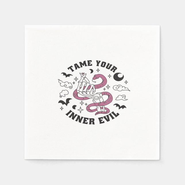 Skeleton Hand Making Heart Minimal Design Napkins (Front)