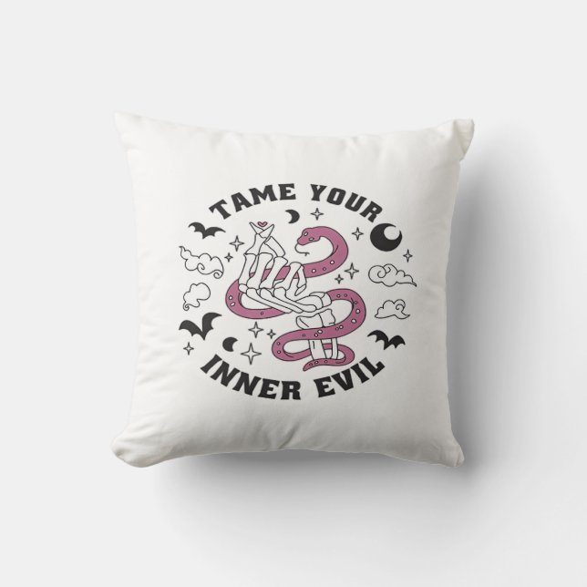 Skeleton Hand Making Heart Minimal Design Throw Pillow (Front)
