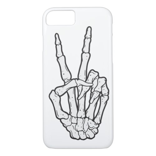 Skeleton hand making peace sign iPhone 87 case