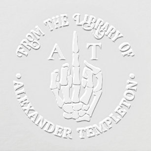 Skeleton Hand Middle Finger Library Book Name Init Embosser