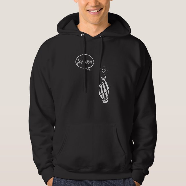 Skeleton Hand Mini Heart Valentine Love Anti Bully Hoodie (Front)