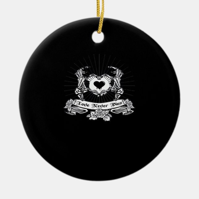 Skeleton Hand Minimal Linework Ceramic Ornament (Front)