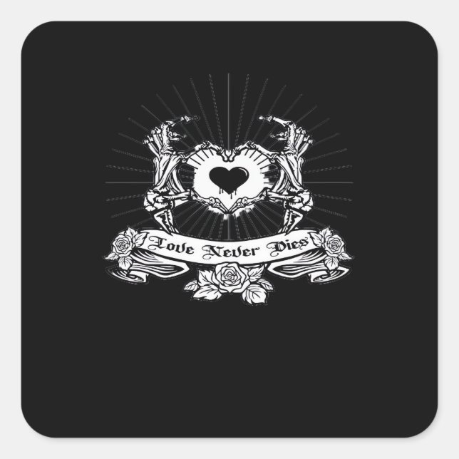 Skeleton Hand Minimal Linework Square Sticker (Front)