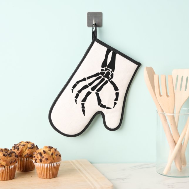 Skeleton Hand Ok Sign Gothic Halloween Cooking  Oven Mitt (Insitu(Hanging))