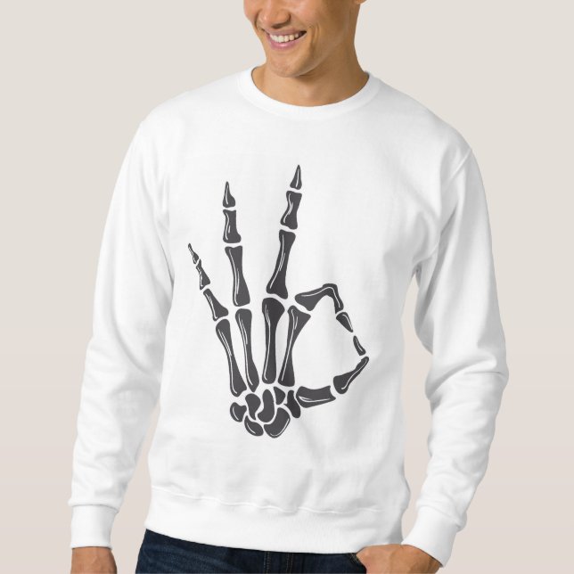 Skeleton Hand OK Sign Graphic Sweatshirt (Front)
