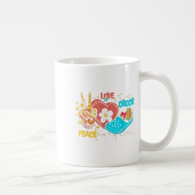 Skeleton Hand Peace Love-crocs Family Xmas Pyjama  Coffee Mug (Right)