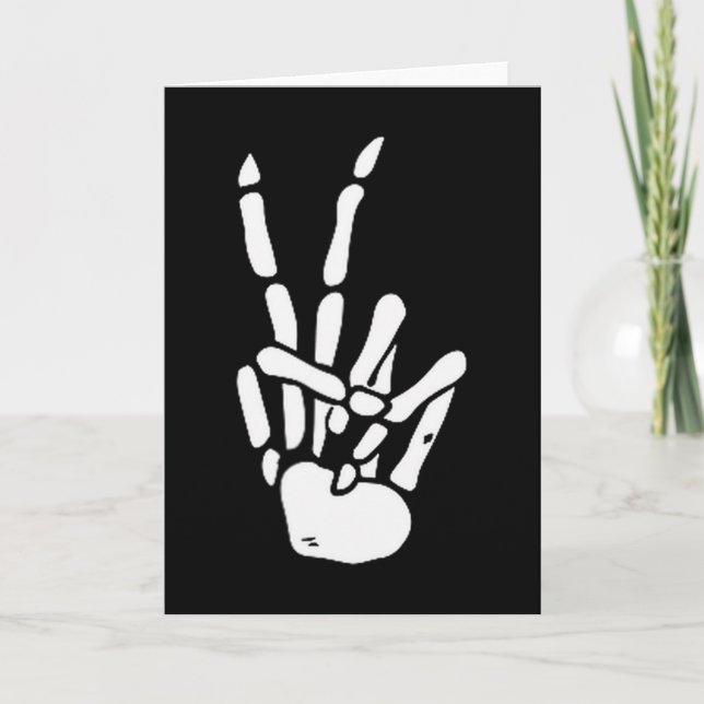 Skeleton Hand Peace Sign Bone  Card (Front)