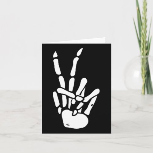 Skeleton Hand Peace Sign Bone  Card