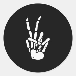 Skeleton Hand Peace Sign Bone Classic Round Sticker