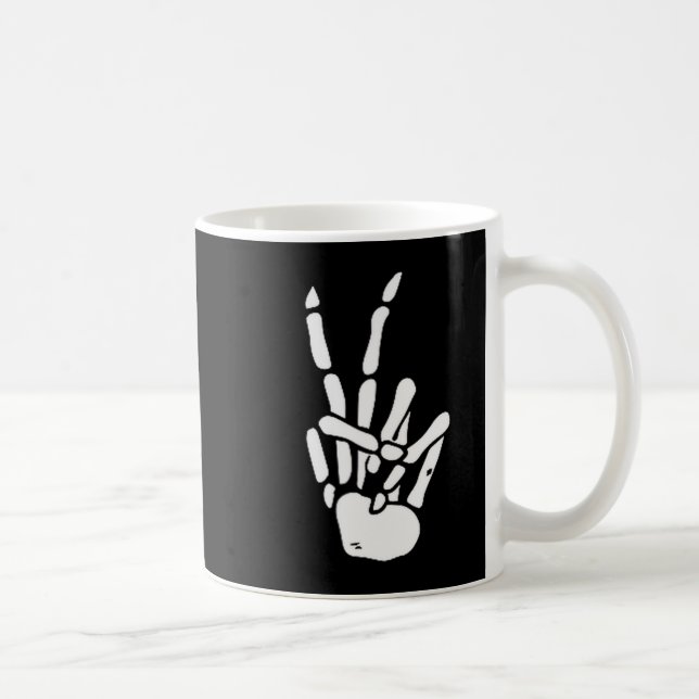 Skeleton Hand Peace Sign Bone  Coffee Mug (Right)
