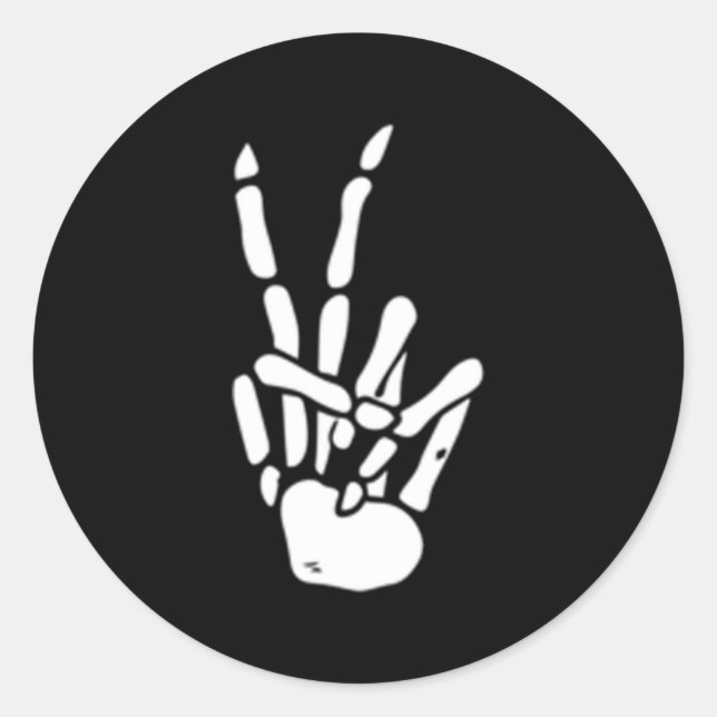Skeleton Hand Peace Sign Bones Classic Round Sticker (Front)