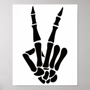 Skeleton Hand Peace Sign Bones Halloween Skeleton