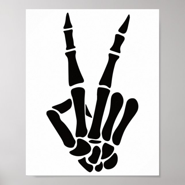 Skeleton Hand Peace Sign Bones Halloween Skeleton  (Front)
