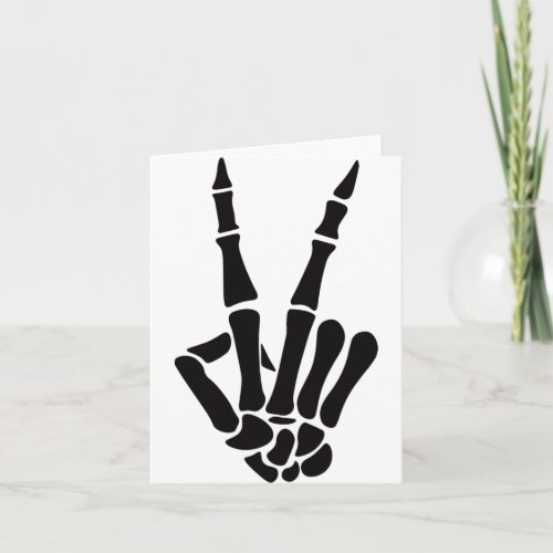 Skeleton Hand Peace Sign Bones Halloween Skeleton  Card