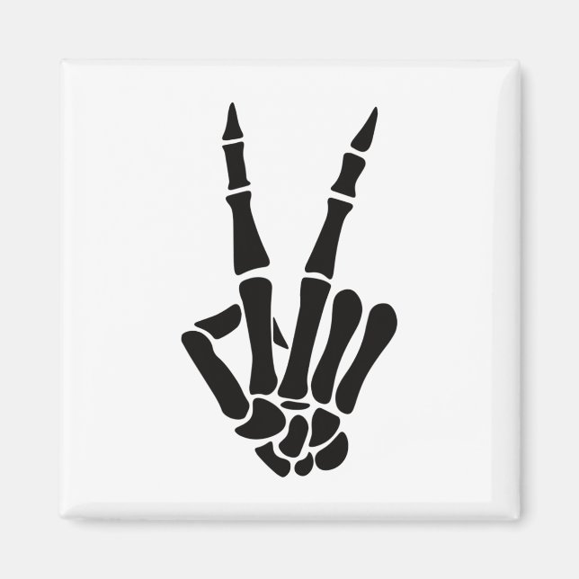 Skeleton Hand Peace Sign Bones Halloween Skeleton  Magnet (Front)