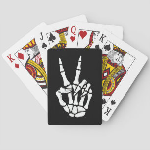 Skeleton Hand Peace Sign Cool Halloween Poker Cards