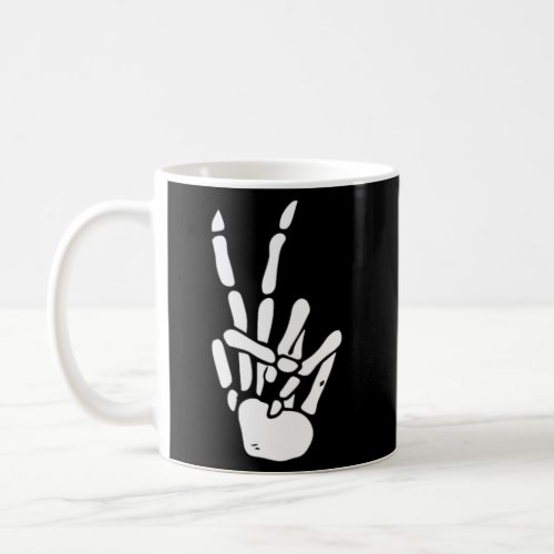 Skeleton Hand Peace Sign Pocket Skeleton Bones Pea Coffee Mug
