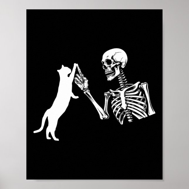 Skeleton Hand Playing Cat Fun Halloween Costume Sk Poster (Front)