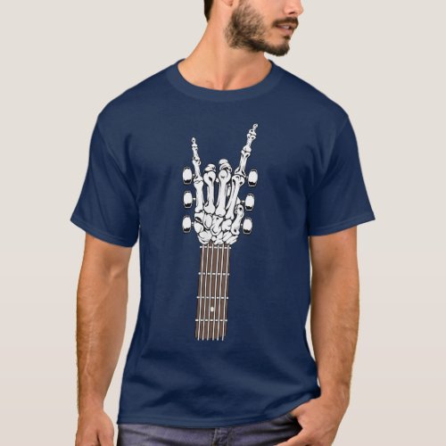 Skeleton Hand Playing Rock Guitar Guitarist Band R T_Shirt