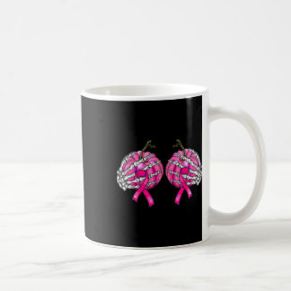 Skeleton Hand Pumpkin Breast Cancer Halloween Wome Coffee Mug