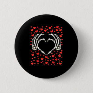 Skeleton Hand Red Heart Birthday Valentines Day Button