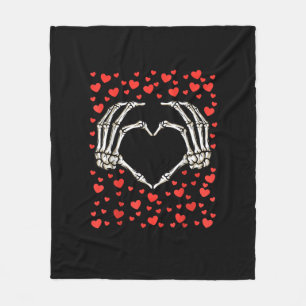 Skeleton Hand Red Heart Birthday Valentines Day Fleece Blanket