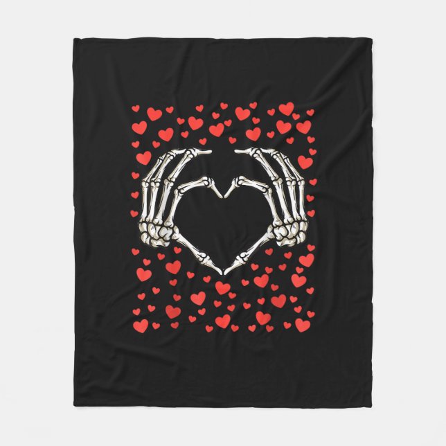 Skeleton Hand Red Heart Birthday Valentines Day  Fleece Blanket (Front)