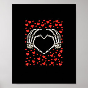 Skeleton Hand Red Heart Birthday Valentines Day  Poster