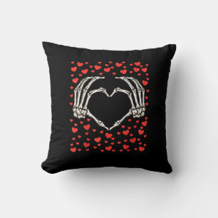 Skeleton Hand Red Heart Birthday Valentines Day Throw Pillow