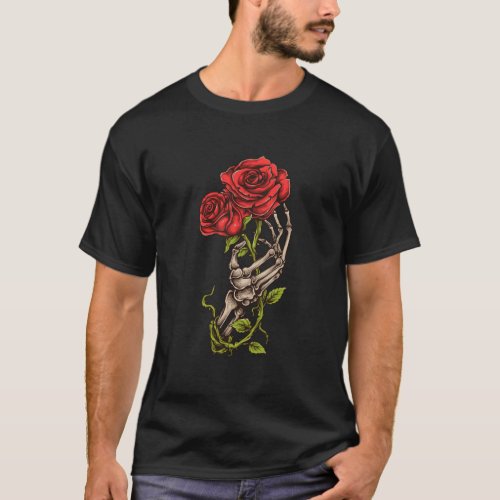 Skeleton Hand Red Rose Flower Aesthetic Grunge Got T_Shirt