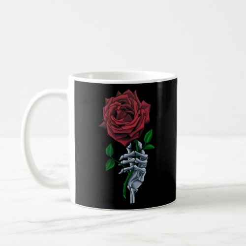 Skeleton Hand Red Rose Flower Coffee Mug