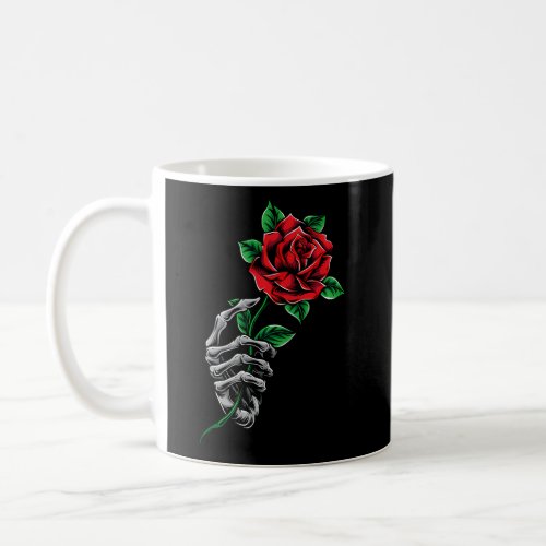 Skeleton Hand Red Rose Flower Coffee Mug