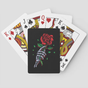 Skeleton Hand Red Rose Flower Poker Cards
