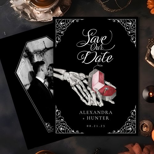 Skeleton Hand Ring Gothic Wedding Save the Date Invitation