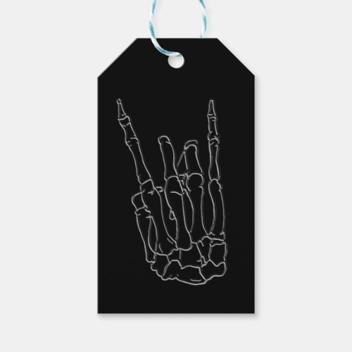 Skeleton Hand Rock Star Black Birthday Party Favor Gift Tags