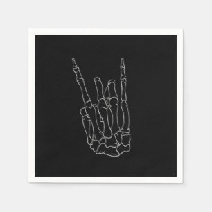Skeleton Hand Rock Star Black Birthday Party Napkins