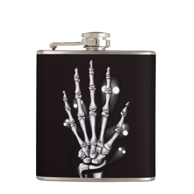 Skeleton Hand Spooky Goth Anatomy Flask (Front)