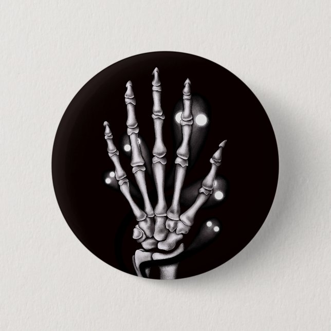 Skeleton Hand With Creepy Ghosts Gothic Button (Front)