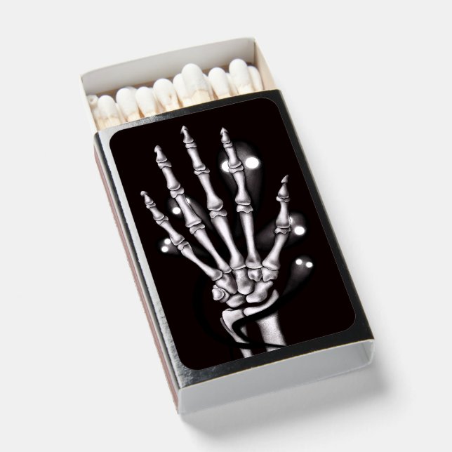Skeleton Hand With Creepy Ghosts Gothic Matchboxes (Front Open)