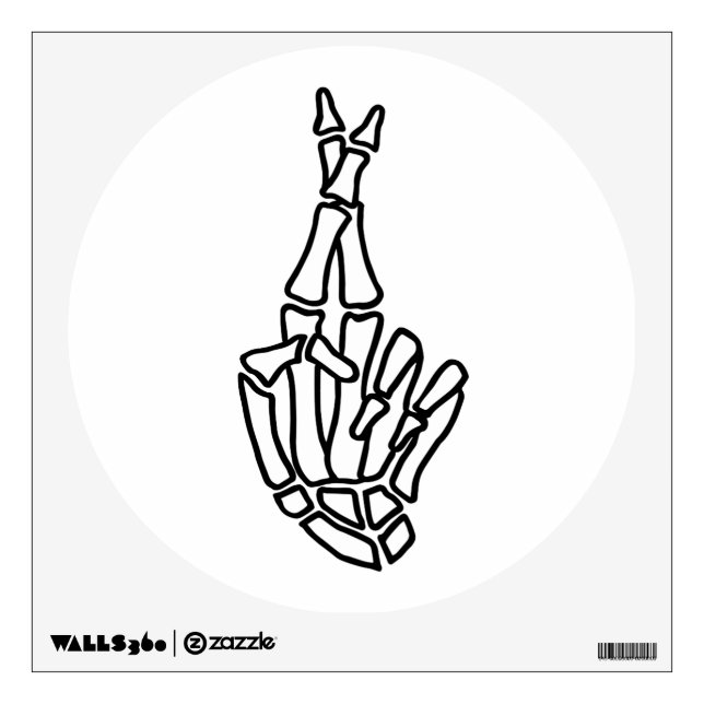 Skeleton hand with crossed fingers wall decal (Front)