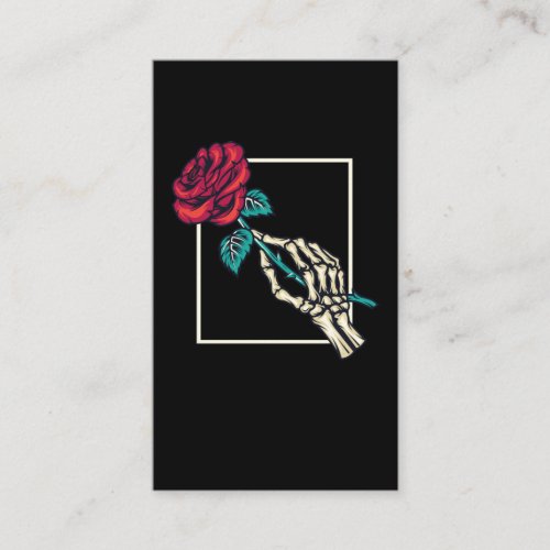 Skeleton Hand with Death Rose Romantic Floral Business Card