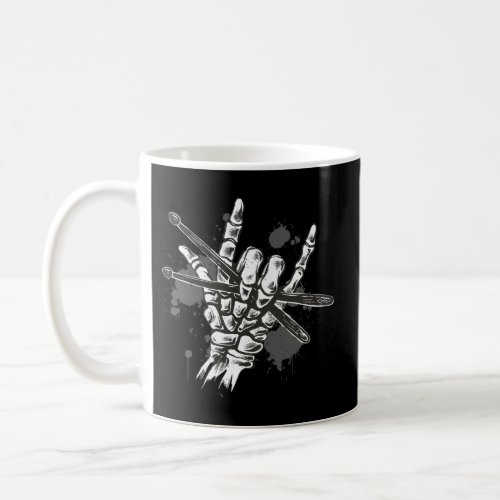 Skeleton Hand With Drumsticks Drummer Coffee Mug