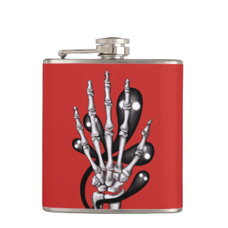 Skeleton Hand With Ghosts Flask