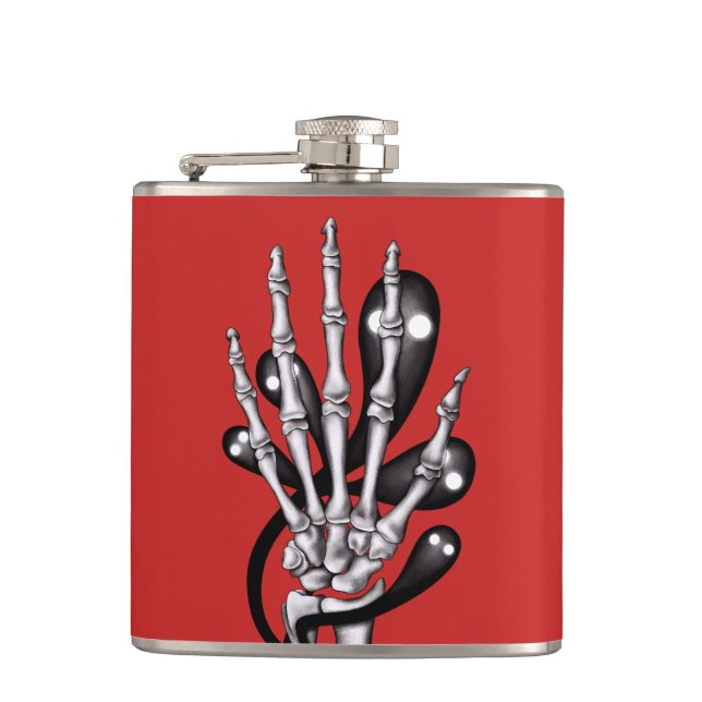Skeleton Hand With Ghosts Flask (Front)